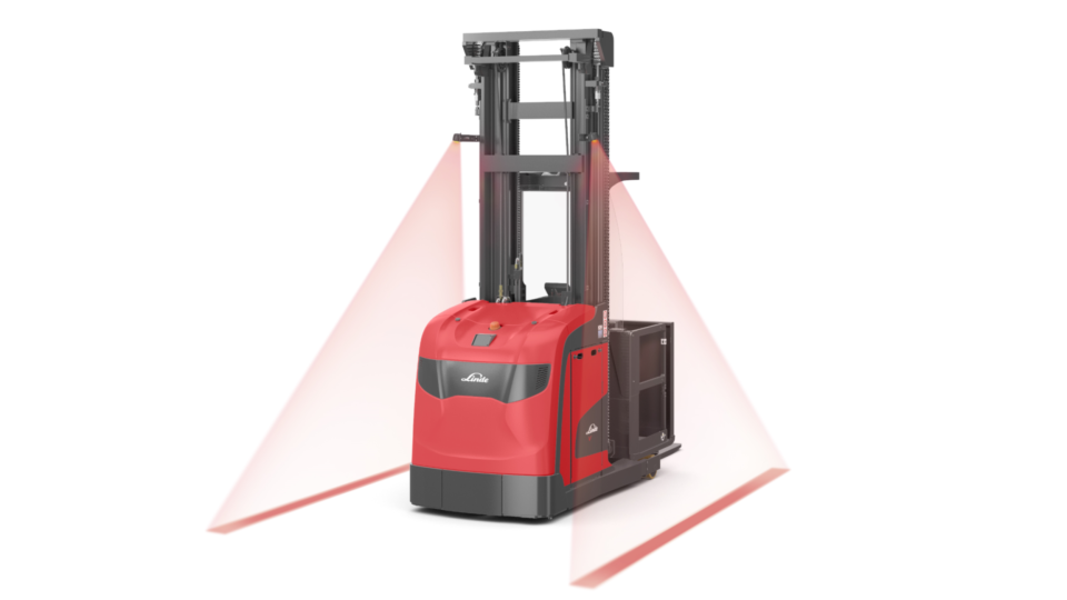 Red warning lines for Linde viljuškar za komisioniranje V modular