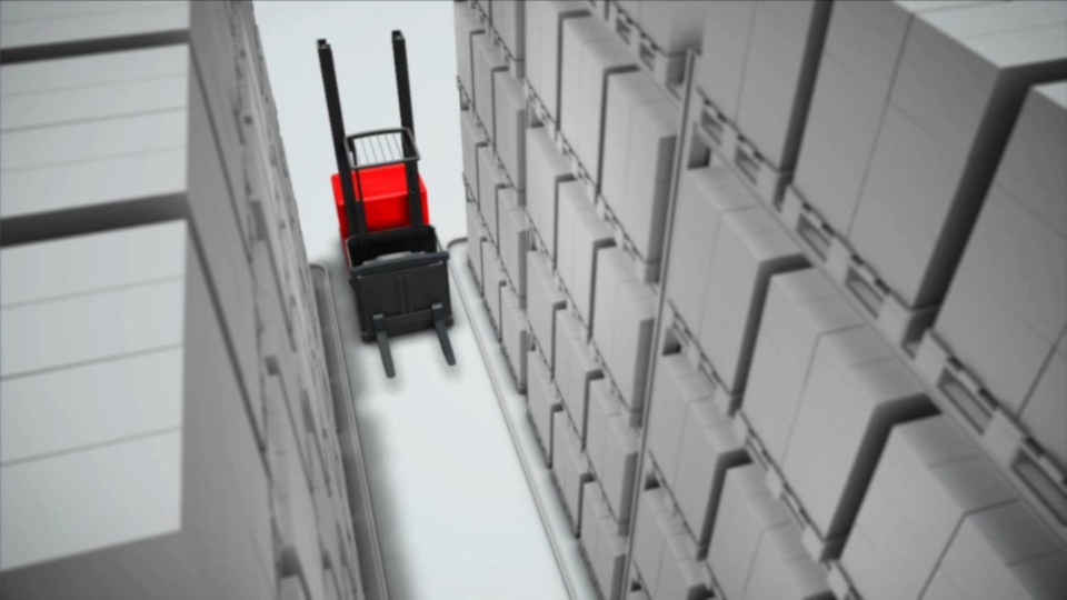 Sistem asistencija za bezbednost u prolazima za Linde viljuškar za komisioniranje V modular